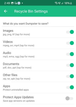 Recycle bin - Dumpster app review